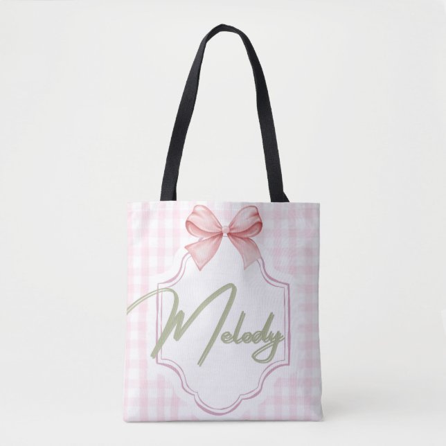 Tote Bag Mélodie personnalisée Baby Girl Nursery Bow&En vic (Devant)