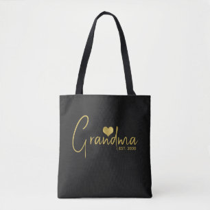 Tote Bag Mémé a créé Nouveau Cadeau de Mémé Or Noir