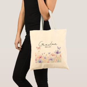Tote Bag Mémé personnalisée Année d'établissement - Fleur e
