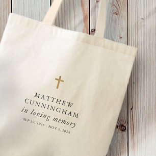 Tote Bag Mémorial en mémoire d'amour Croix simple moderne