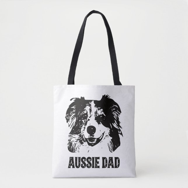 Tote Bag Mens Aussie Papa - Australian Shepherd Chien Papa (Devant)