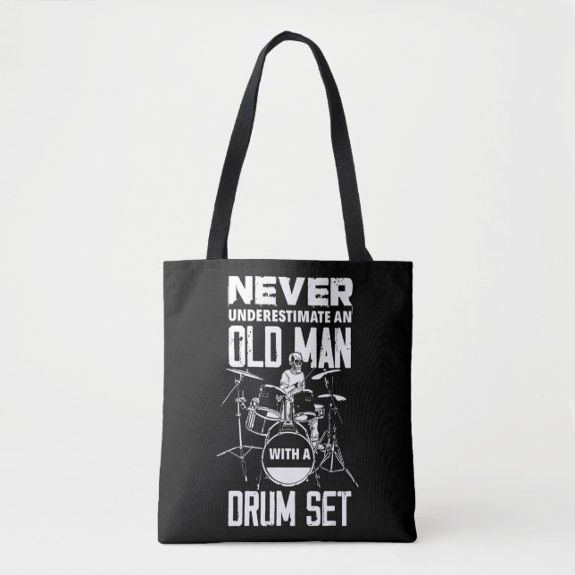 Tote Bag Mens Drôle Ne Sous-Estime Jamais Un Vieux Homme Av (Devant)