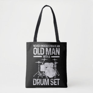 Tote Bag Mens Drummer Gift Never Underestimate An Old Man W