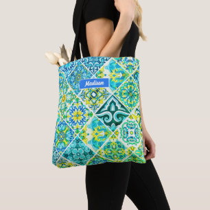 Tote Bag Menthe marine mexicaine tuiles méditerranéennes si