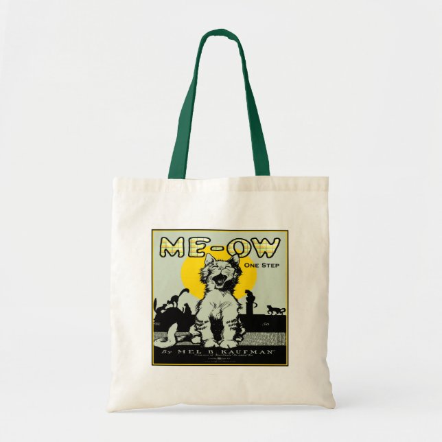 Tote Bag Meow Cat Art - Vintage (Devant)