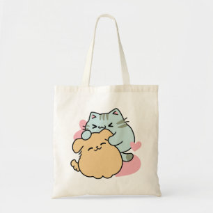Tote Bag Meow & Woof Perfect Together - Cute Cat and Dog