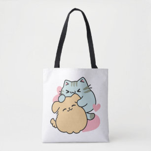 Tote Bag Meow & Woof Perfect Together - Cute Cat and Dog