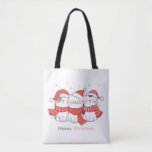 Tote Bag Meowy Christmas - adorable festive chats