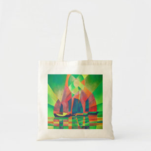 Tote Bag Mer de vert avec des joncs Abstraits cubes