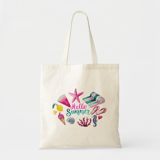 Tote Bag Mer et aquarelle d'été (Devant)