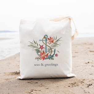 Tote Bag Mer et salutations Ancre de Noël nautique