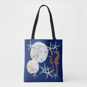 Tote Bag Mer Vie Monogramme Marine Bleue
