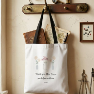 Tote Bag Merci aux enseignants Bloom Minimaliste Esthétique