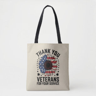 Tote Bag Merci aux vétérans Sunflower Military Veterans Day