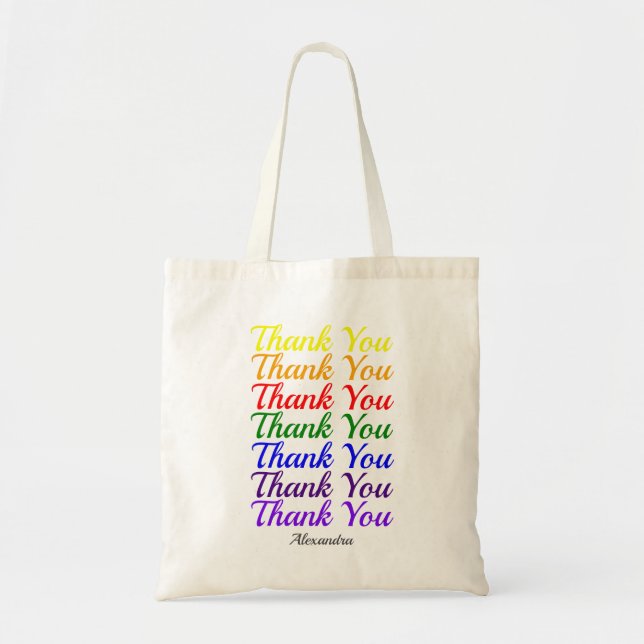 Tote Bag Merci coloré Rainbow Name personnalisé (Devant)