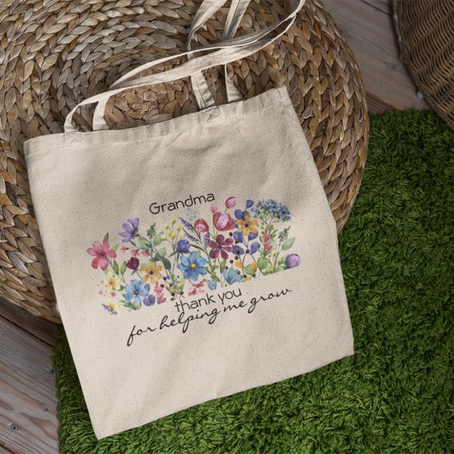 Tote Bag Merci De M'Aider À Développer Floral Personnalisé (Créateur téléchargé)