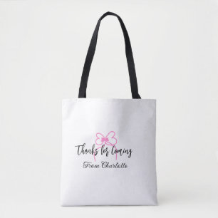 Tote Bag merci d'être venu nom du message texte arc rose f