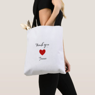 Tote Bag Merci Jésus   Coeur de foi chrétienne moderne