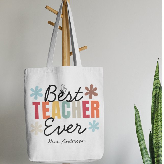 Tote Bag Merci Meilleur Enseignant Toujours Fleurs Cadeaux (Créateur téléchargé)