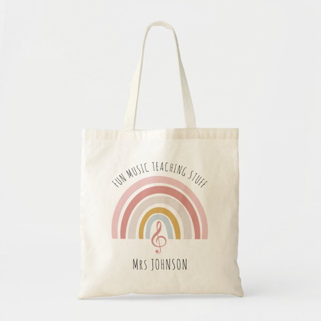 Tote Bag Merci personnalisé professeur de musique arc-en-ci (Devant)