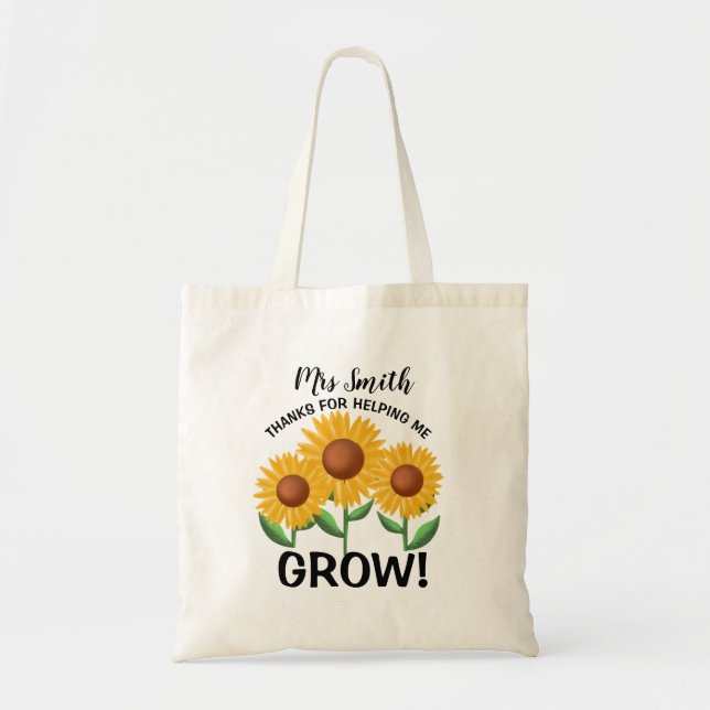 Tote Bag Merci pour nous aider à faire pousser du tournesol (Devant)