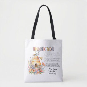 Tote Bag merci professeur Appréciation poème d'abeille miel