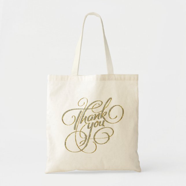 Tote Bag Merci Texte Design Diamants & Or (Devant)