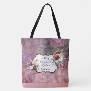 Tote Bag Mercy Compassion Floral Suede Fourre-tout