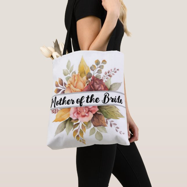 Tote Bag Mère de la mariée Bourgogne Mariage de automne flo (De près)
