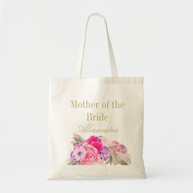 Tote Bag Mère de la mariée demoiselle Floral Personnel (Devant)