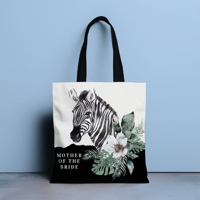 Tote Bag Mère de la mariée Fleur florale aquarelle Zèbre sa (Créateur téléchargé)