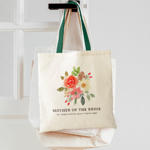 Tote Bag Mère de la mariée Floral de printemps Rose Rouge B