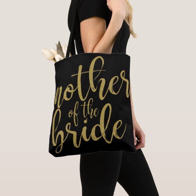 Tote Bag Mère de la mariée Gold Parties scintillant Calligr (De près)