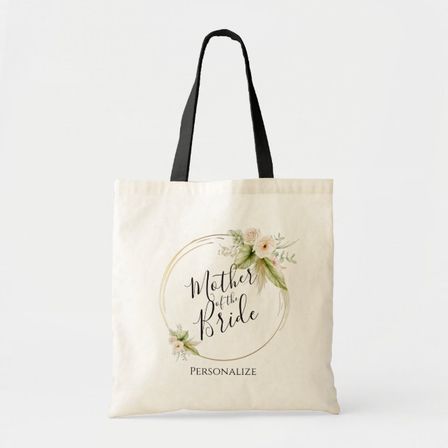 Tote Bag Mère de la mariée - Jolie fleur aquarelle (Devant)
