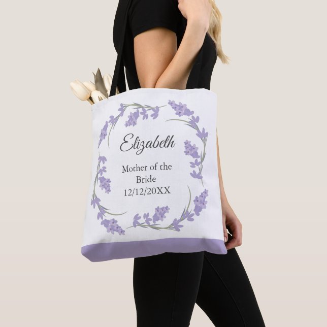 Tote Bag Mère de la mariée Lavande fleurie Lavande (De près)
