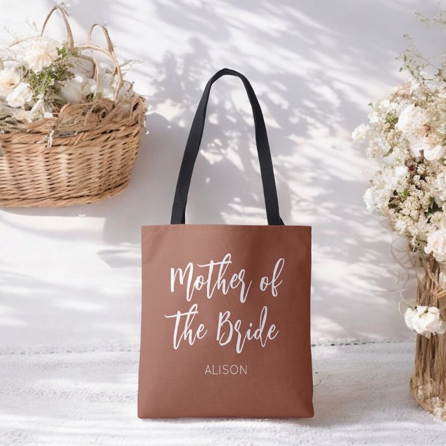 Tote Bag Mère de la mariée mariage marron blanc  (Créateur téléchargé)