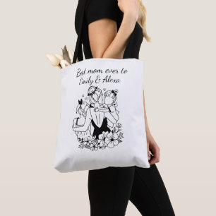 Tote Bag Mère Et Filles Line Art