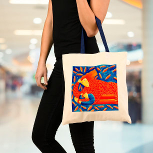 Tote Bag Mère et fils avec peinture moderne à l'aquarelle d