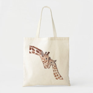 Tote Bag Mère girafe avec bébé en aquarelle