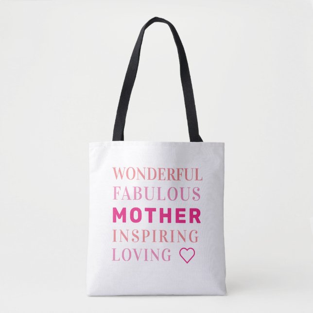 Tote Bag Mère Typographie moderne Coeur (Devant)