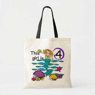 Tote Bag Mermaid 4th Birthday Tshirts and Gifts