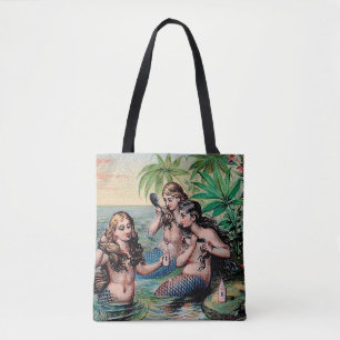 Tote Bag Mermaid Antique Magie Océan Nautique
