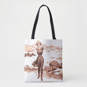 Tote Bag Mermaid Beach Gibson Girl Victorian Antique