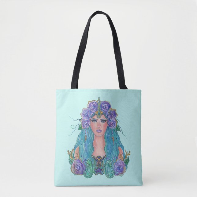 Tote Bag Mermaid Rose dans l'art marin par Renee Lavoie (Devant)