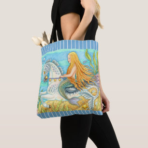 TOTE BAG MERMAID & SEA STALLION, UNICORN D'IMAGINAIRE WHIMS