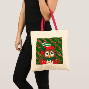 Tote Bag Merry Christmas Owl