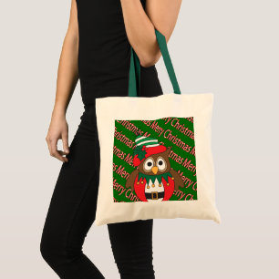 Tote Bag Merry Christmas Owl