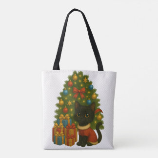Tote Bag Merry Christmas with Emi the Black Cat