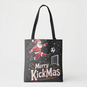 Tote Bag Merry Kickmas Funny Santa Claus Amateurs de footba