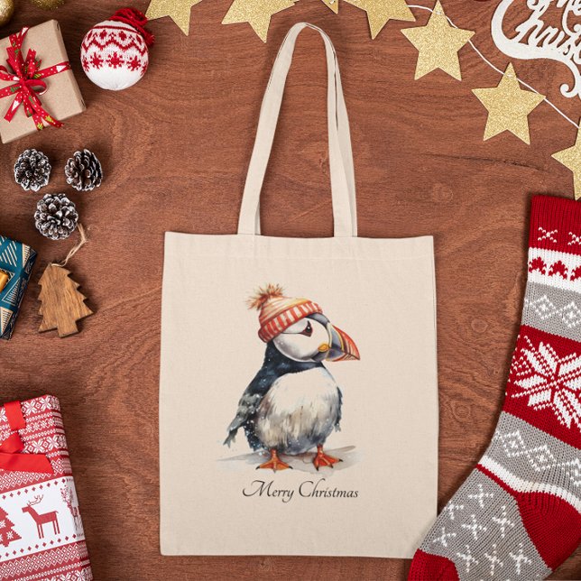 Tote Bag Merry Puffin, personnalisé (Créateur téléchargé)